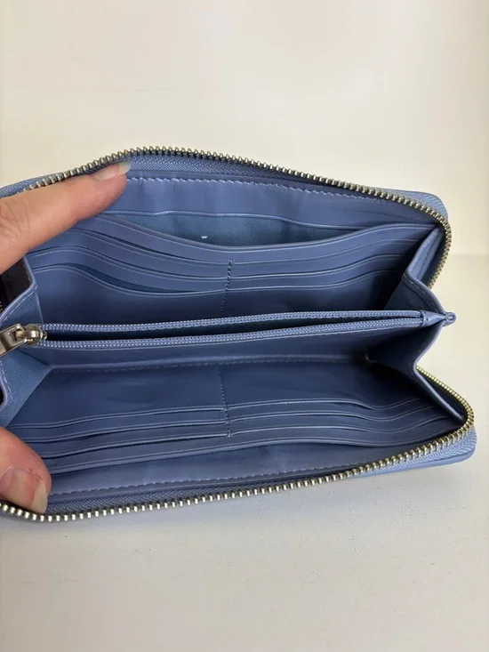 COACH Khaki Signature Crossbody and Wallet with Light Blue Trim - Picture 14 of 15